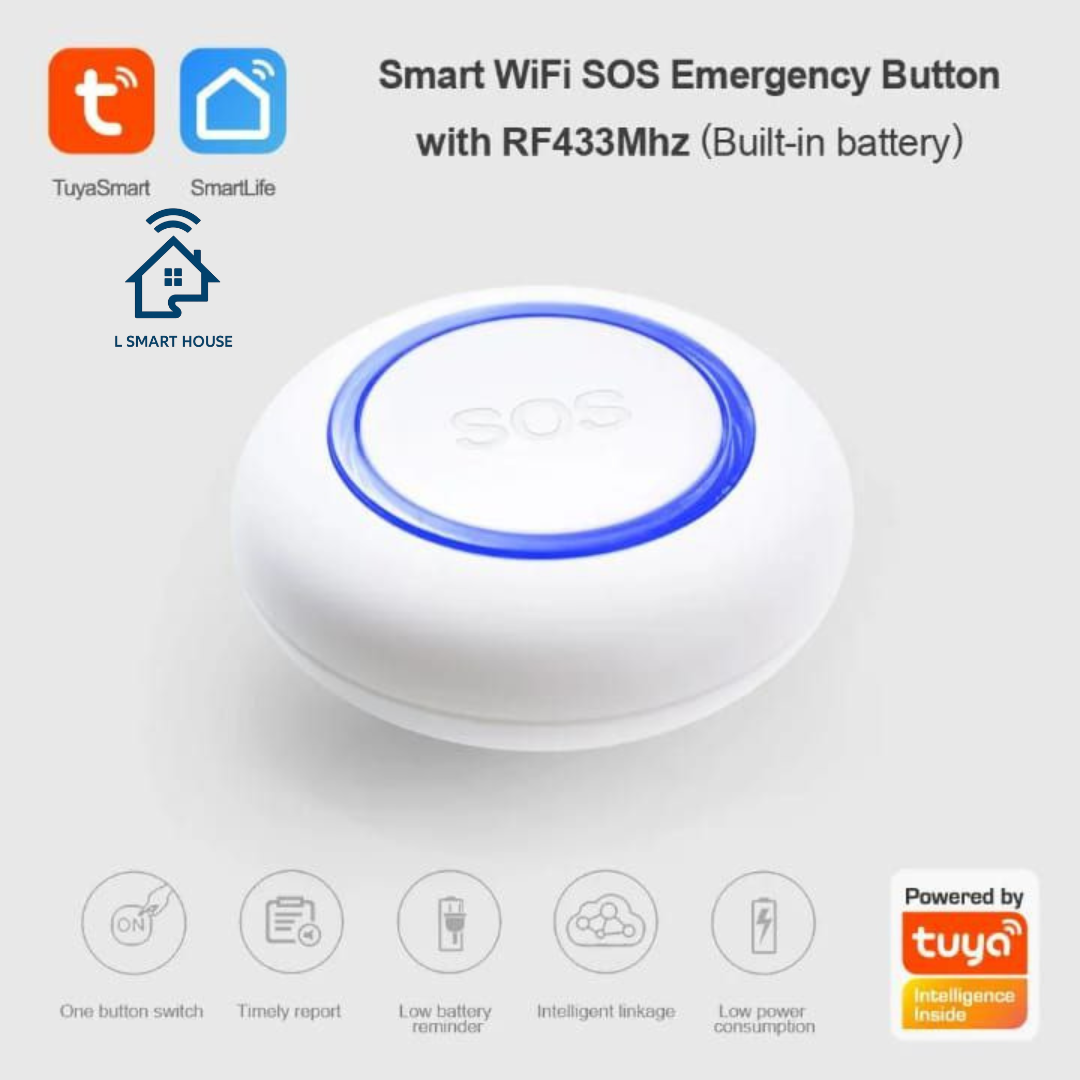 Botão de emergência SOS Tuya Smart WiFi com RF433Mhz