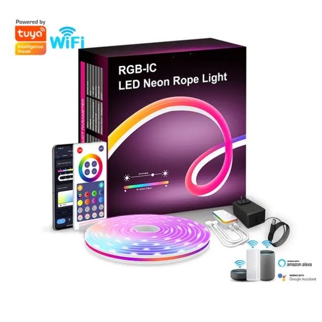 Fita de LED Neon RGB-IC Tuya Smart (WiFi e Bluetooth) de 5 metros