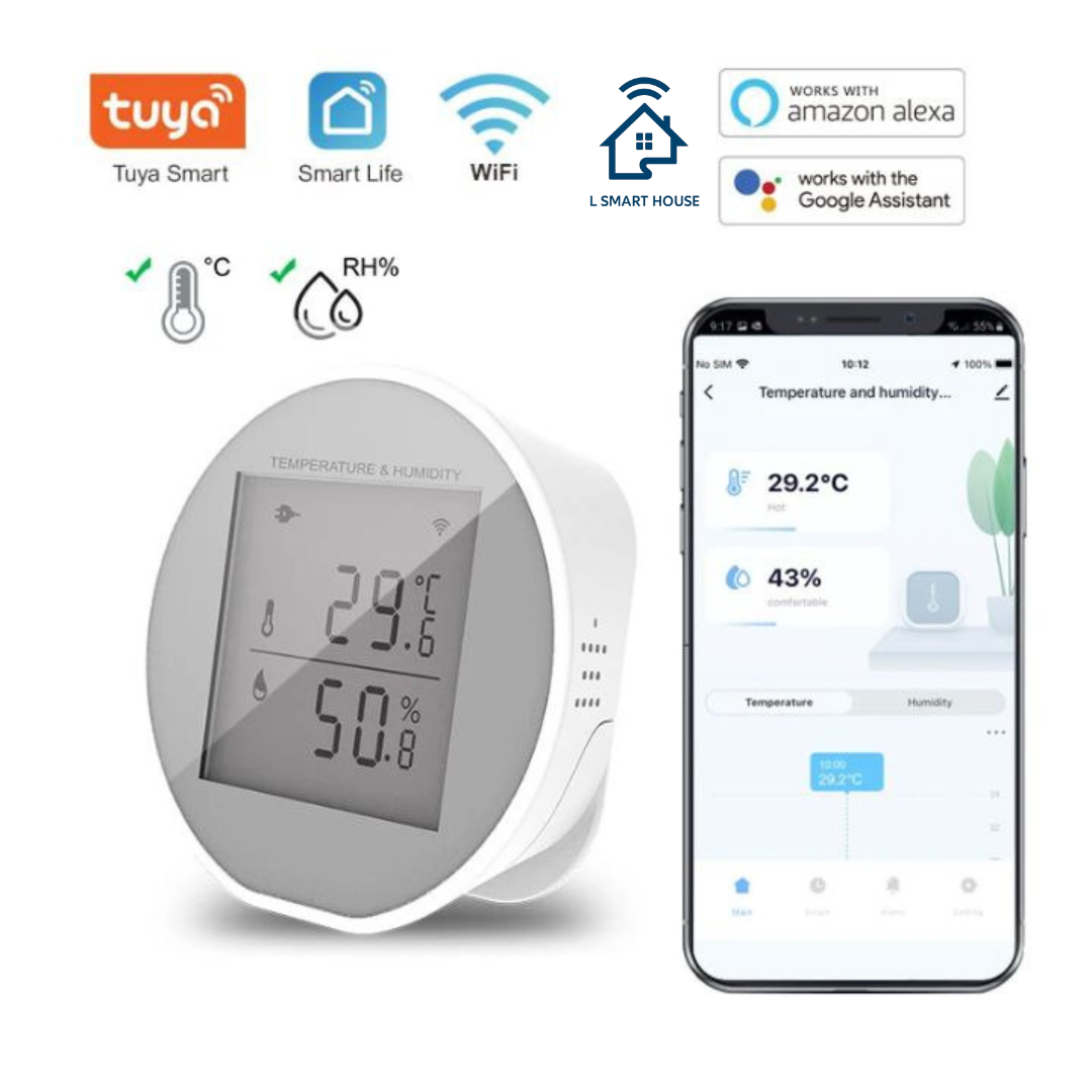 Sensor de temperatura e umidade inteligente Tuya WiFi