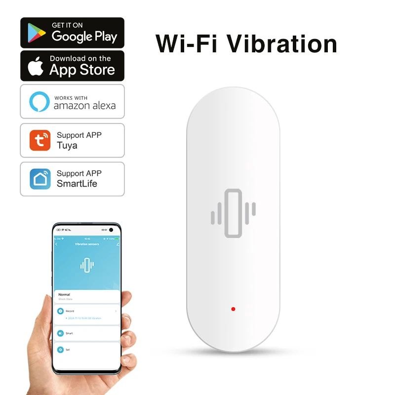 Sensor de Vibração Wi-Fi Tuya Smart
