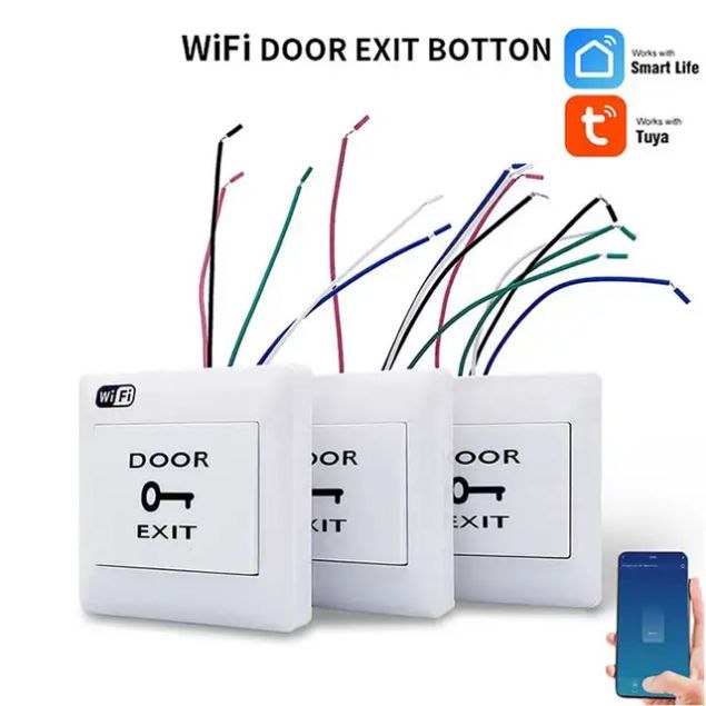 Botão de Saída WiFi Tuya Smart para Porta com RF433