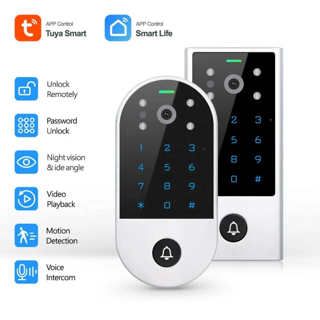 Interfone de vídeo com teclado touchscreen e Wi-Fi Tuya Smart
