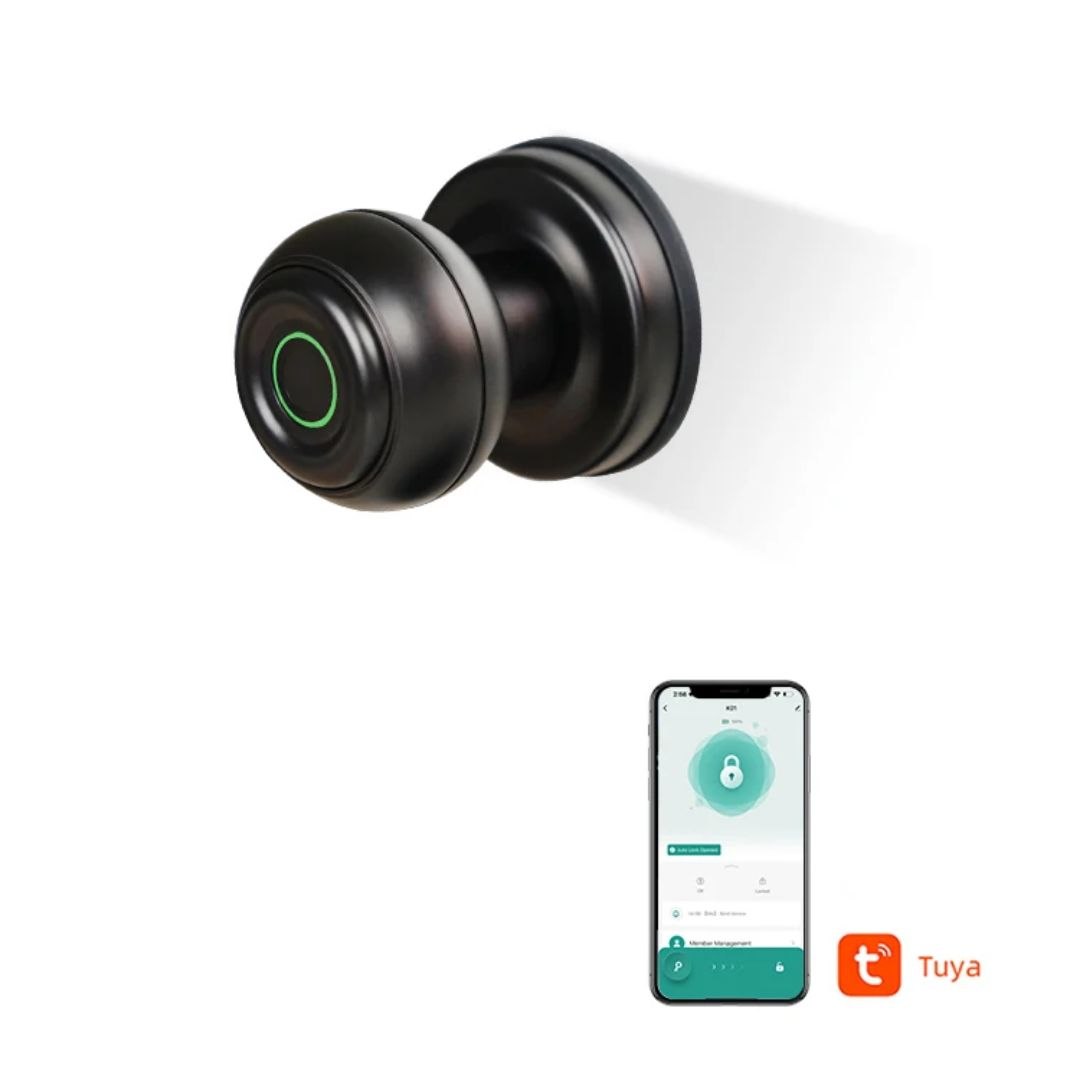 Fechadura de porta inteligente Tuya com Bluetooth e leitor de impressões digitais