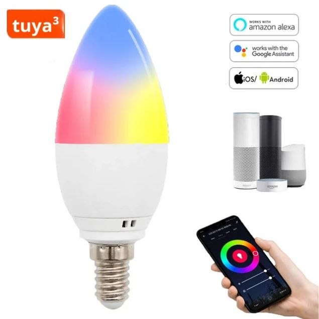 Lâmpada LED Vela Inteligente Tuya Smart WiFi RGBCW