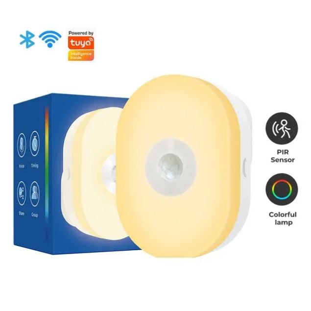 Sensor de Movimento PIR WiFi e Luz Noturna WiFi Tuya Smart 2 em 1