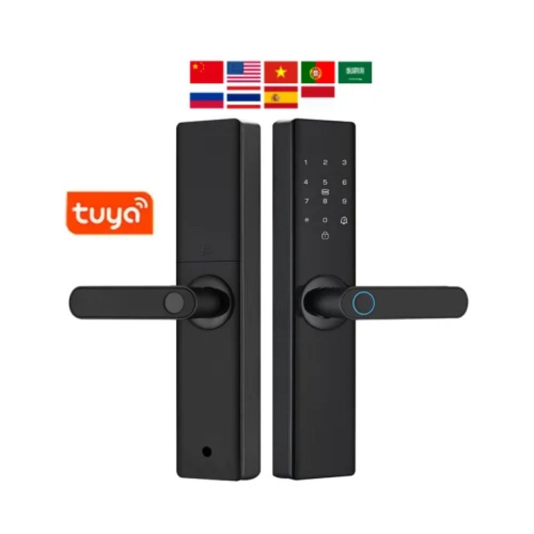 Fechadura de Porta Inteligente Tuya com Controle por Impressão Digital e Wi-Fi