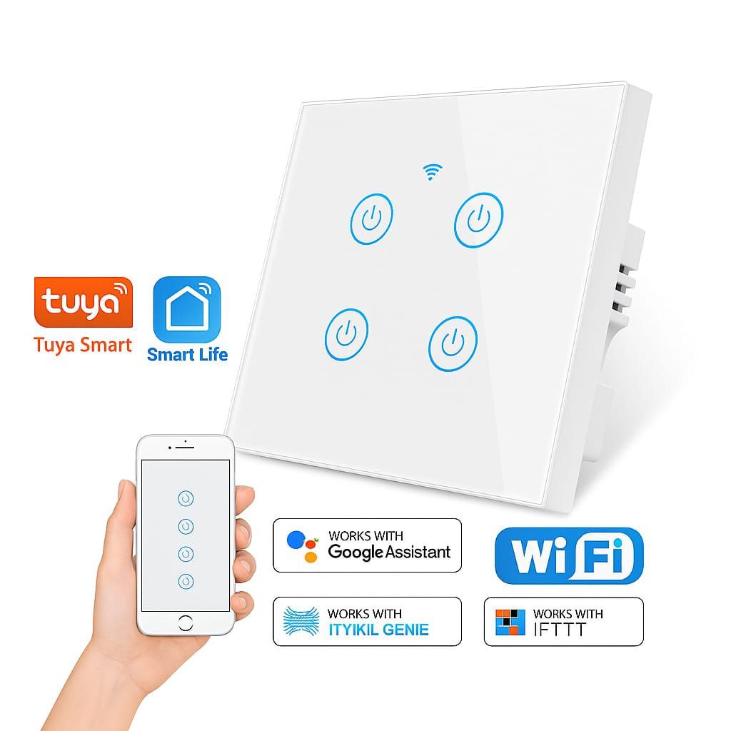 Interruptor Quadruplo inteligente Wifi Tuya